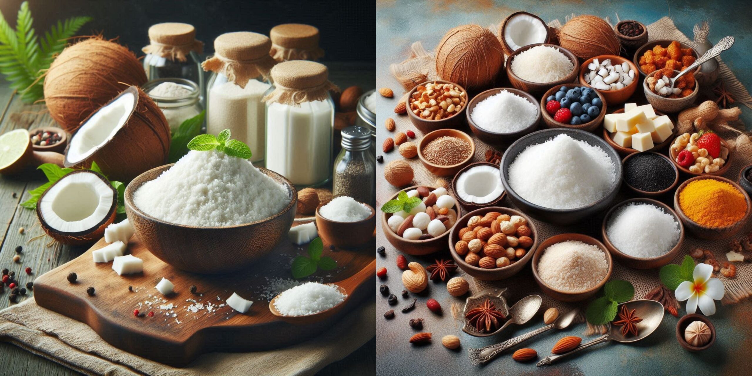 Grated Coconut Recipes Collage Collage of dishes highlighting the versatility of Grated Coconut in culinary creations.