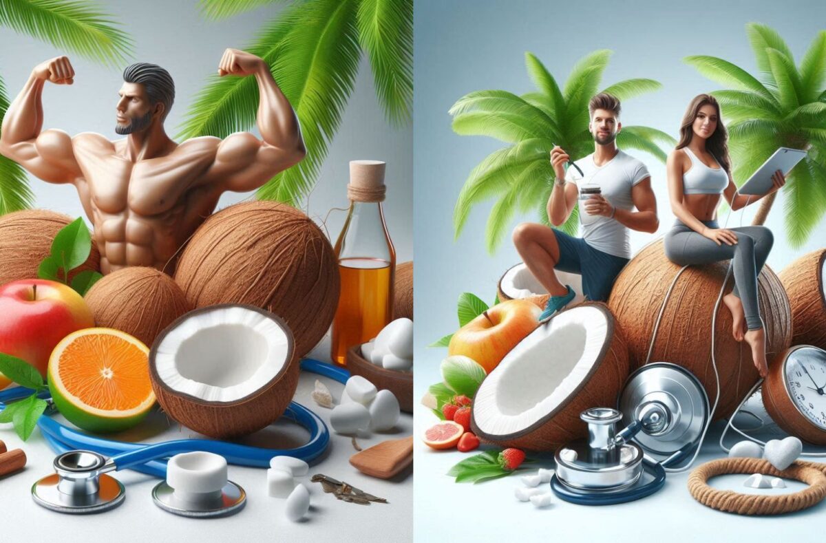 Desiccated coconut in a wooden bowl with a spoon