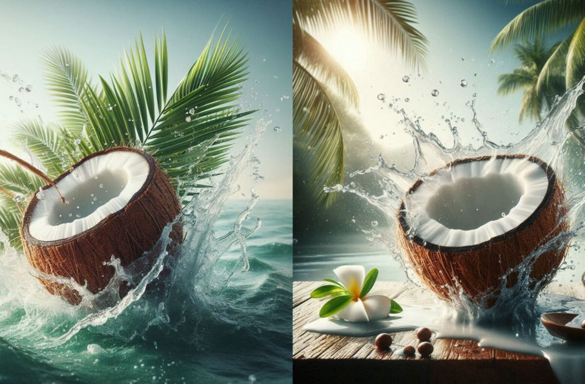 Coconut Water Nutrition Facts: A fresh coconut with a glass of coconut water, highlighting the key nutrients it contains.