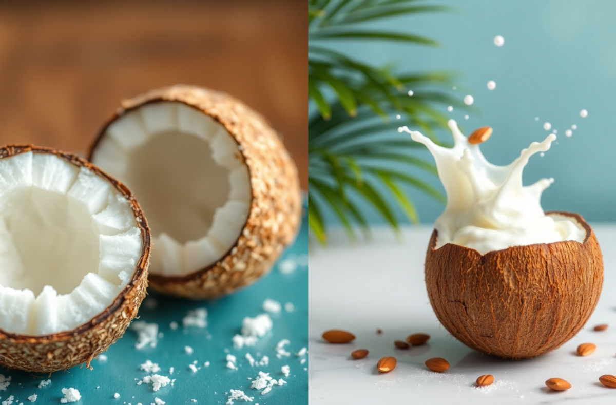 A bowl of freshly grated coconut with a wooden spoon, highlighting its health benefits.